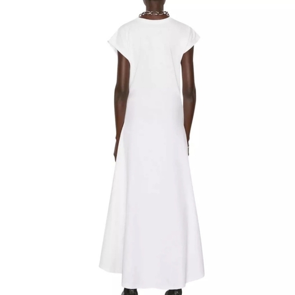 Frame x Revolve fitted flare organic cotton white high low minimalist Maxi Dress - Picture 2 of 10